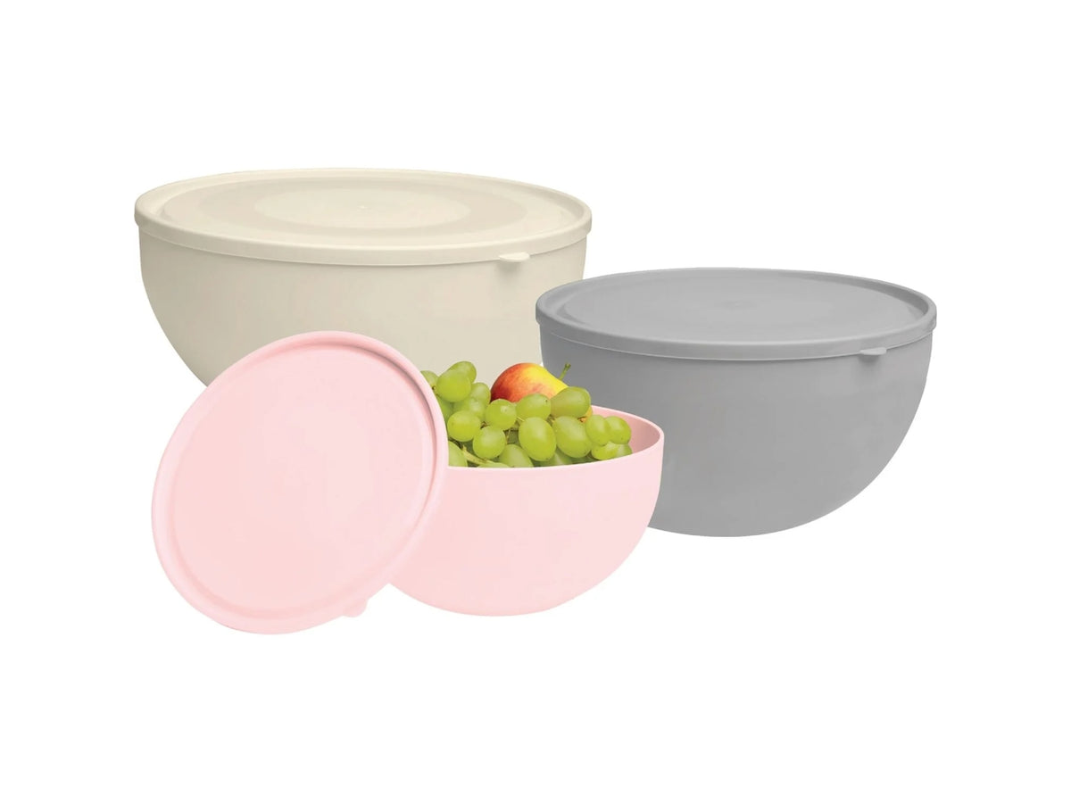 Set da 3 Contenitori con Coperchio Multicolor per Conservazione e Preparazione