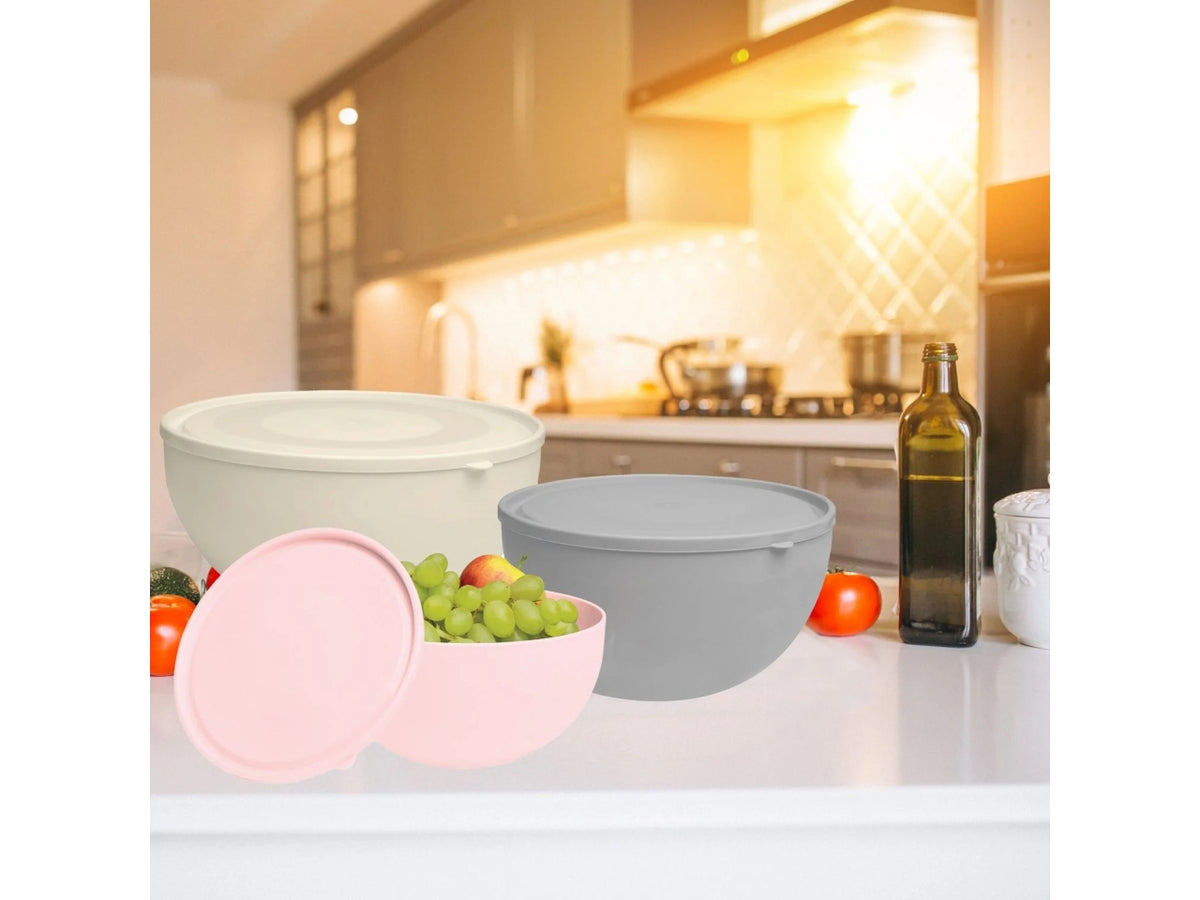 Set da 3 Contenitori con Coperchio Multicolor per Conservazione e Preparazione