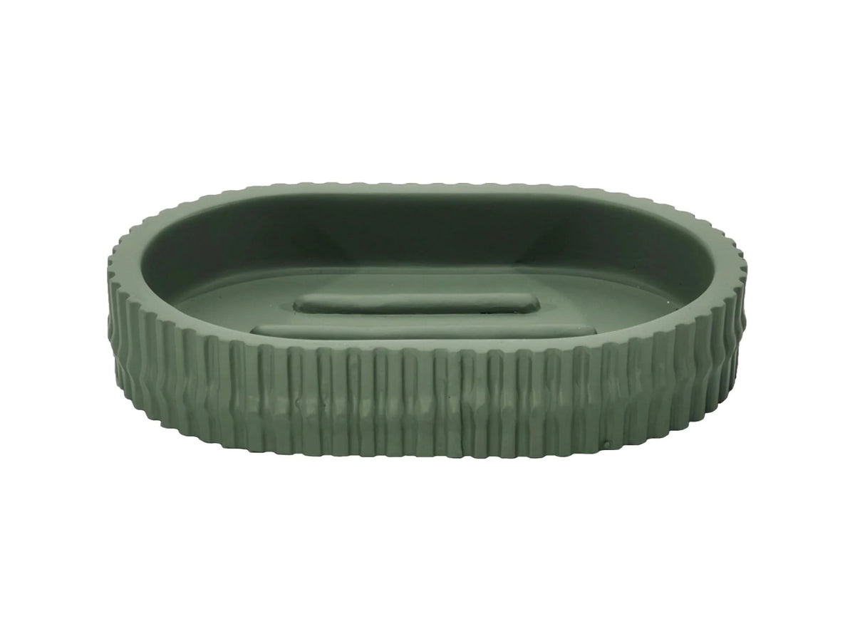 Portasapone Ovale in Poliresina Effetto Bamboo - Stile Jungle - 13,5x9,5x2,5 cm