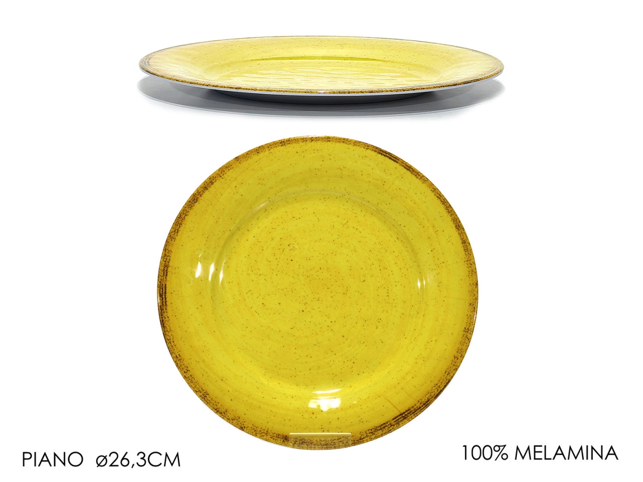 Piatto piano in melamina da 26,3 cm giallo stile mediterraneo - Gusto Casa