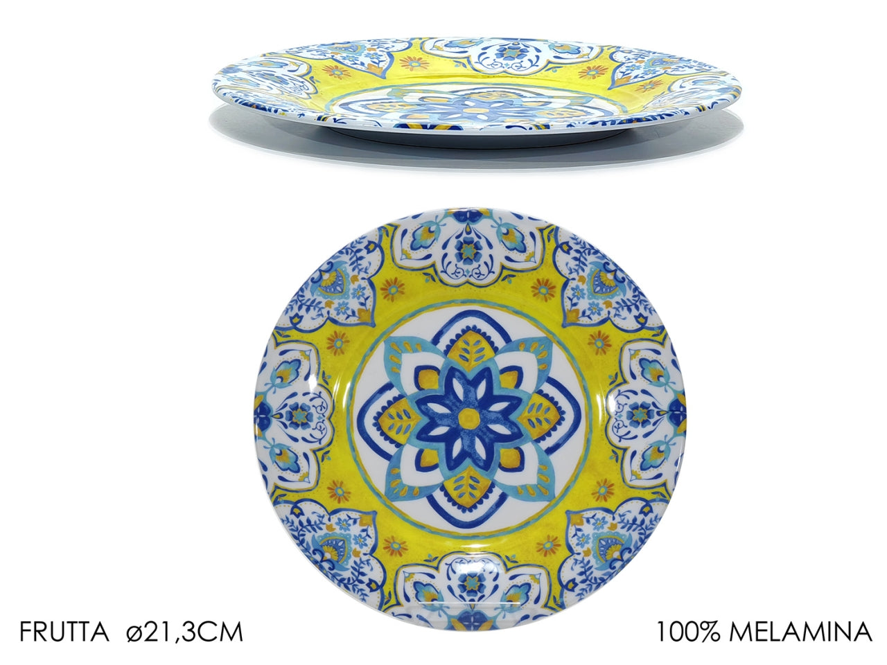 Piatto frutta in melamina da 21,3 cm giallo stile mediterraneo - Gusto Casa