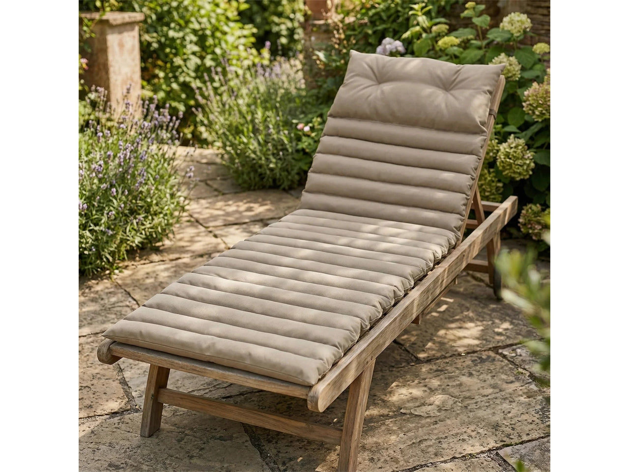Cuscino coprilettino imbottito in tessuto con poggiatesta, colore tortora, 60x180 cm - Vestiamo Casa