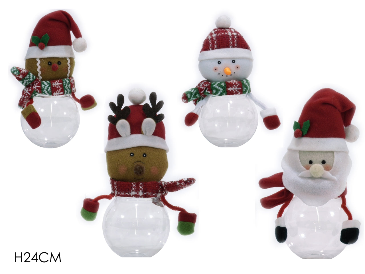 Barattolo con soggetti natalizi h.24cm in 4 assortimenti
