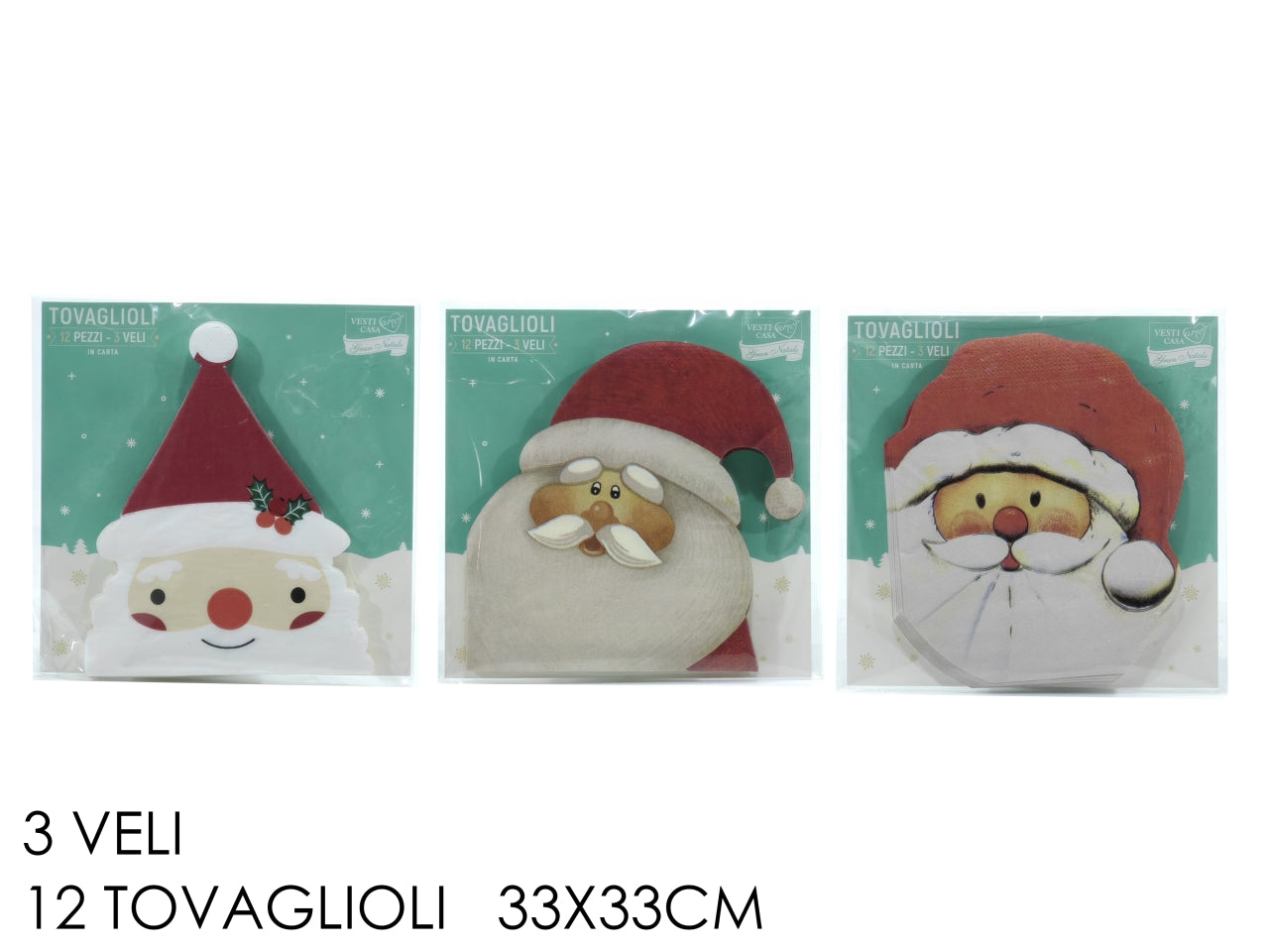 Tovaglioli di carta natalizi 33x33cm in confezione da 12 tovaglioli, fansasie assortite