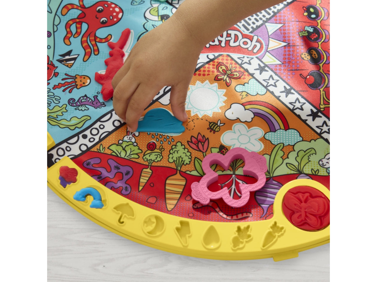 Play-doh la mia prima valigetta delle attivita', tappeto da gioco interattivo con plastilina 3+ Hasbro