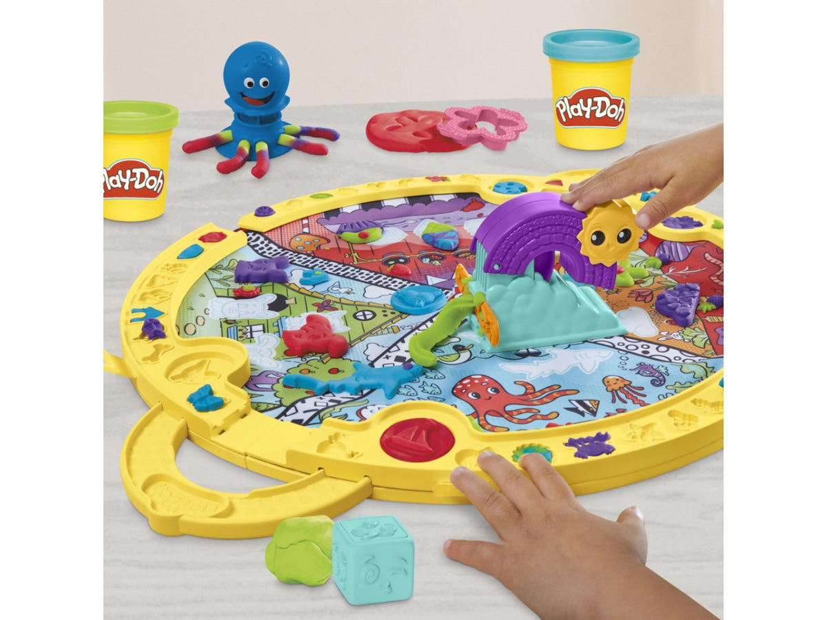 Play-doh la mia prima valigetta delle attivita', tappeto da gioco interattivo con plastilina 3+ Hasbro
