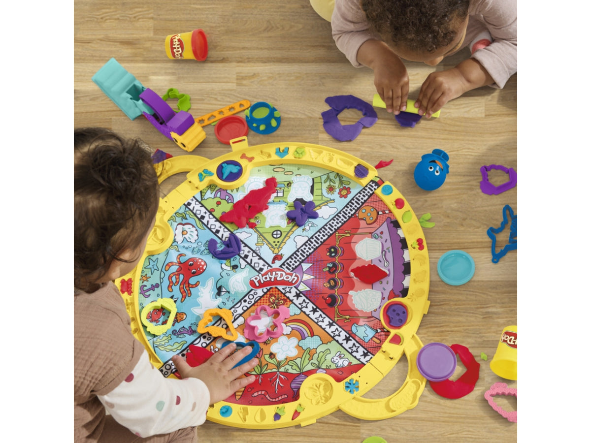 Play-doh la mia prima valigetta delle attivita', tappeto da gioco interattivo con plastilina 3+ Hasbro