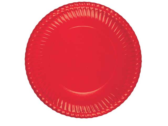 Vassoi in cartoncino d.30cm rossi- la confezione contiene 6 vassoi