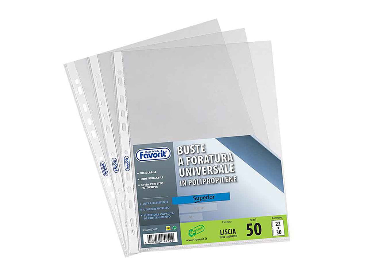 Buste forate universali 22x30cm 50 pezzi