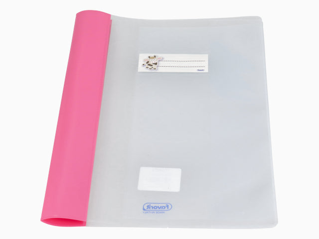 Copertina coprimax in polipropilene liscio 140gr con dorso colorato rosa rinforzato e portanome formato A4 misura 21x30cm