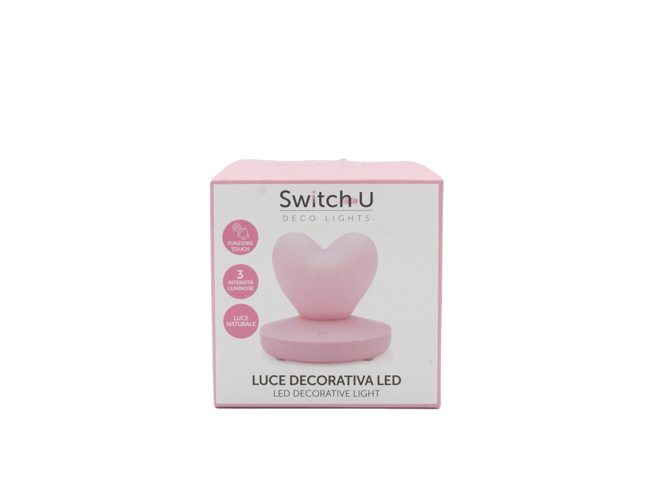 Luce notturna a led a forma di cuore rosa 10x10x10 cm - Switch U