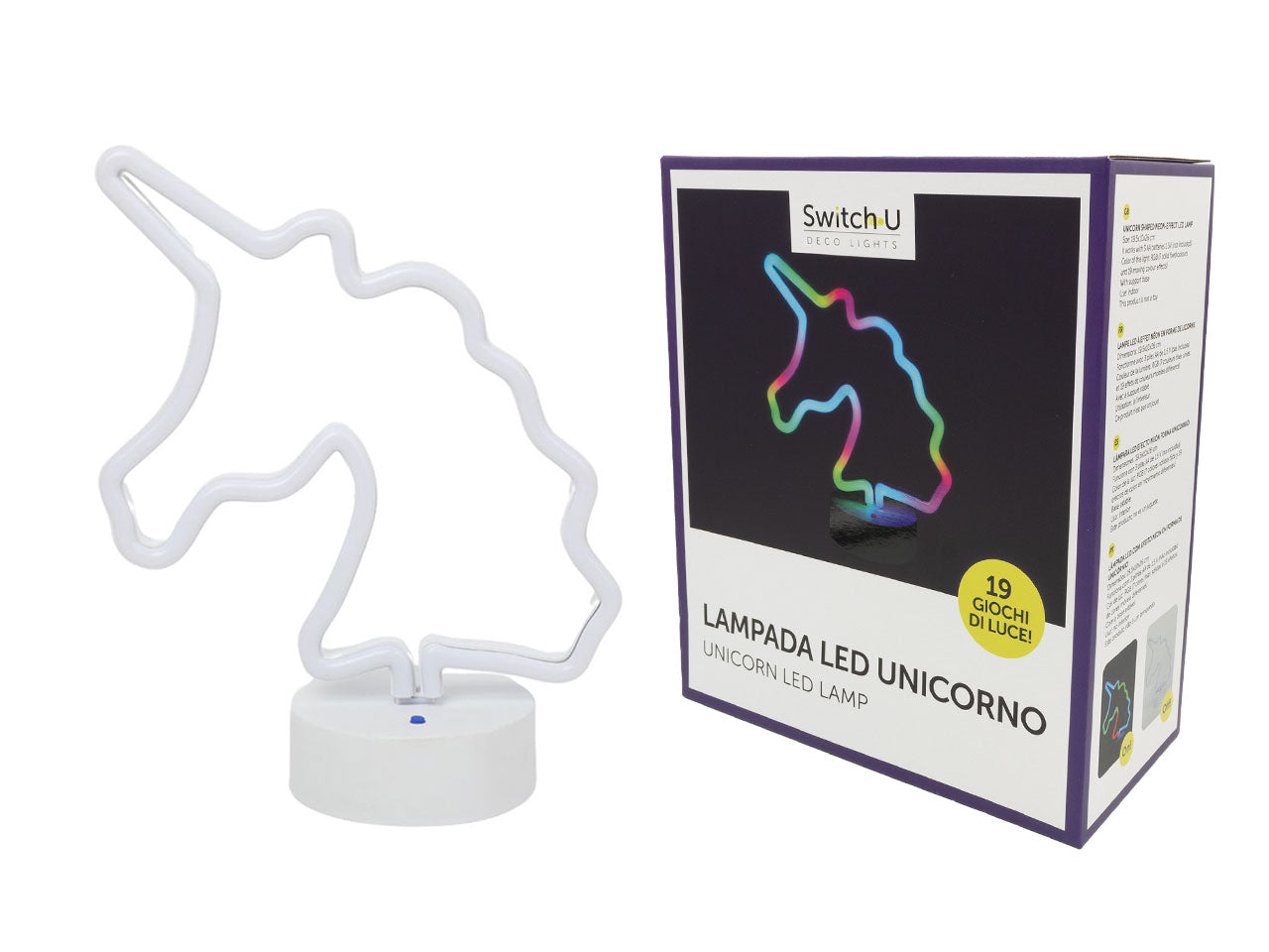 Lampada led a forma di unicorno 10x19,5x26 cm - Ibs