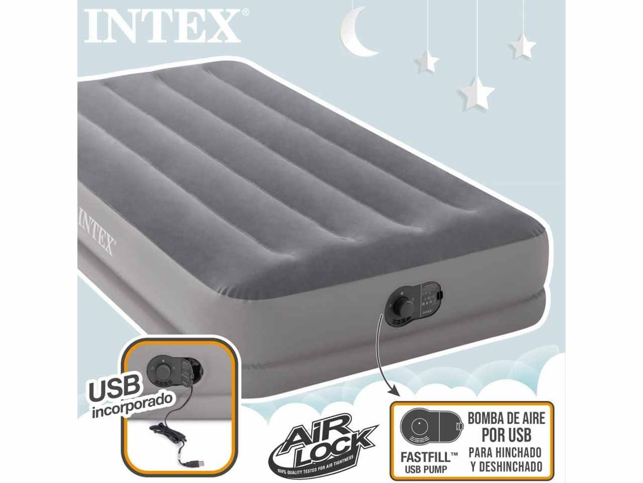 Materasso singolo gonfiale con pompa fastfill usb 99x191x25cm