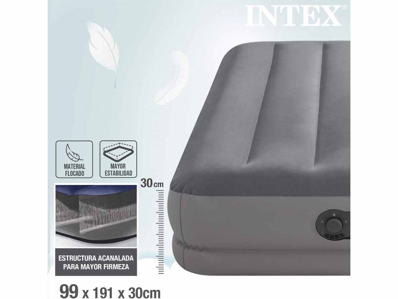 Materasso singolo gonfiale con pompa fastfill usb 99x191x25cm
