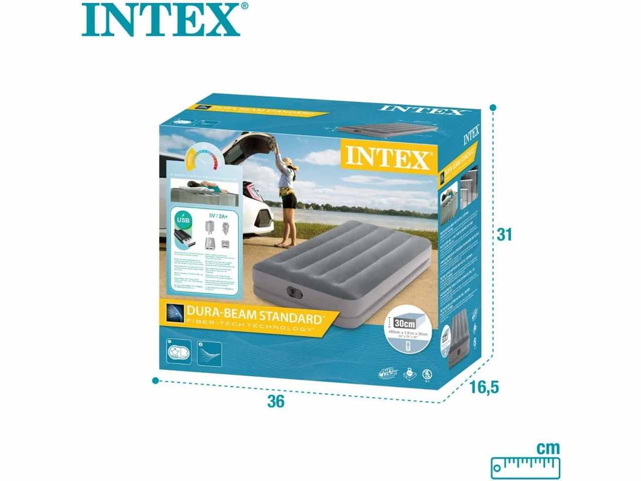 Materasso singolo gonfiale con pompa fastfill usb 99x191x25cm