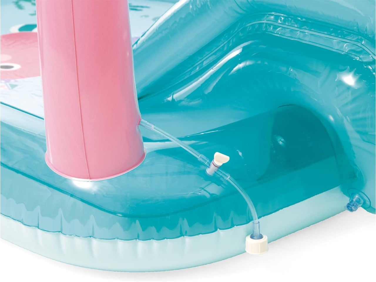 Piscina gonfiabile con polpo con gioco del lancio degli anelli e 2 anelli multicolor in vinile 234x183x150 cm - Intex