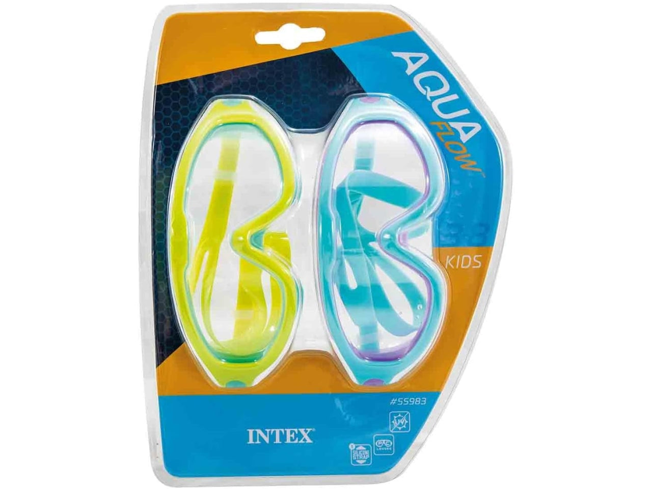 Maschera subacquea per bambini in silicone, multicolor, per età 3/8 anni, confezione da 2