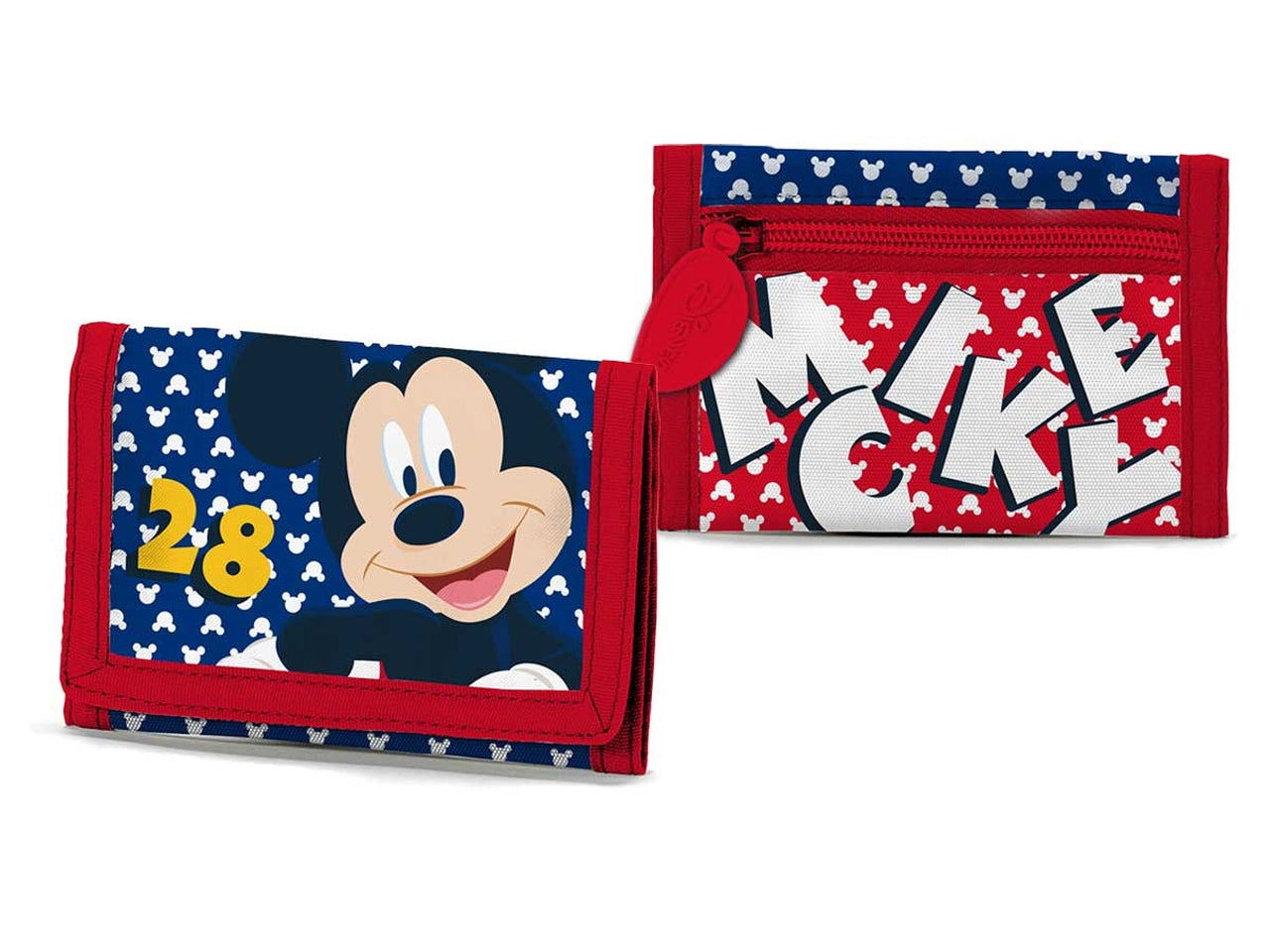 Topolino portafoglio da bambino in poliestere blu e rosso 13x8 cm - Coriex