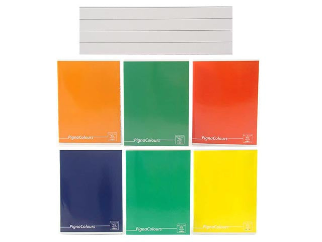 Quaderno a5 pigna colours formato A5 misura 148x210mm rigatura 1r 80gr - assortiti - la confezione comprende 10 quaderni