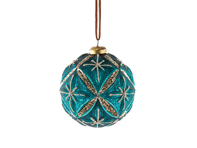 Palline natalizie decorazione oro blu in vetro diametro 12cm