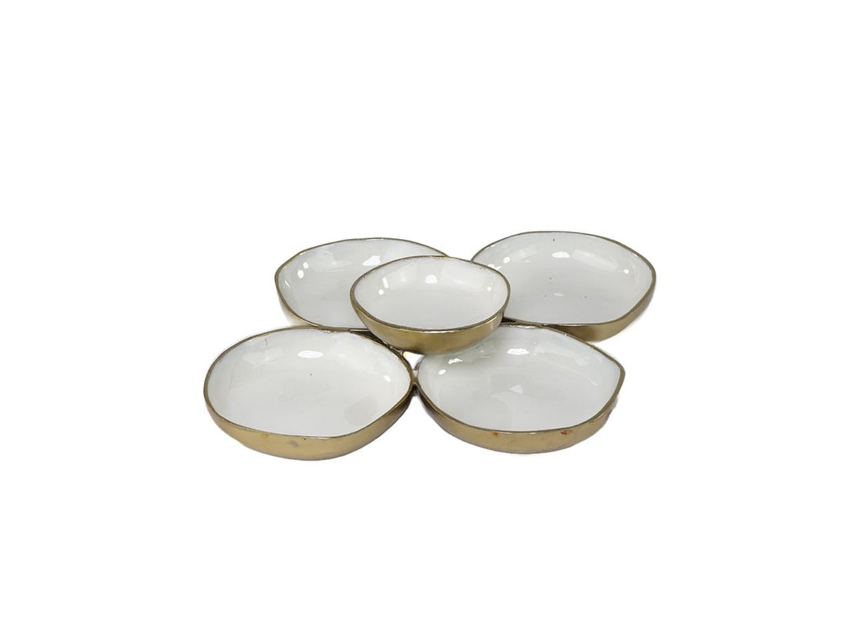 Ciotola colore bianco e oro misura 35x30x6cm in alluminio