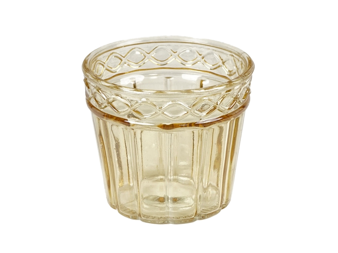 Vaso cachepot per piantine moderno in vetro giallo traslucido a campana con decorazione a rilievo, uso interno - 11x10cm - Plà thea