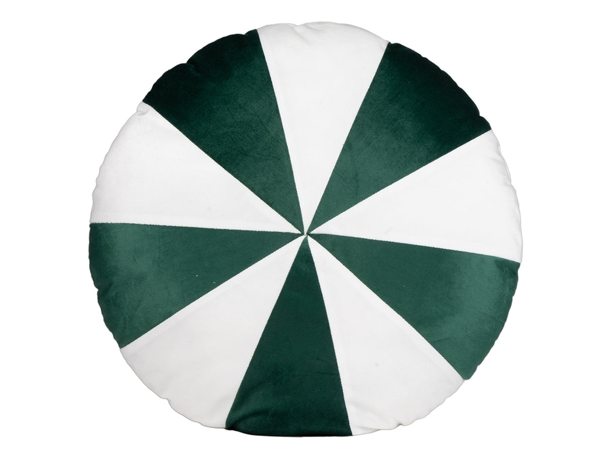 Cuscino d.50cm a spicchi verdi e bianchi