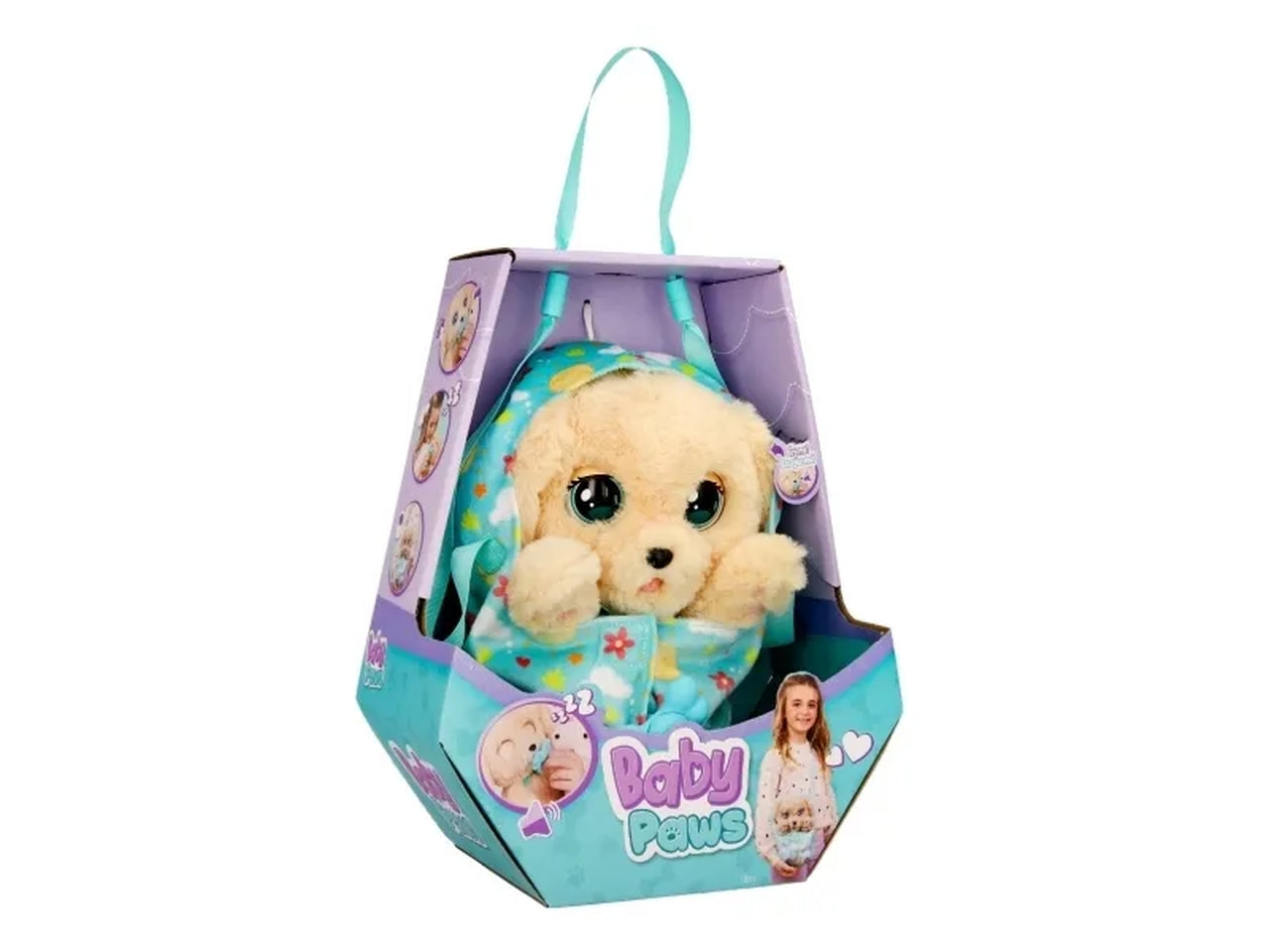 Baby Paws labrador, peluche interattivo con suoni, apre e chiude gli occhi per bambini dai 18+ mesi - Imc toys