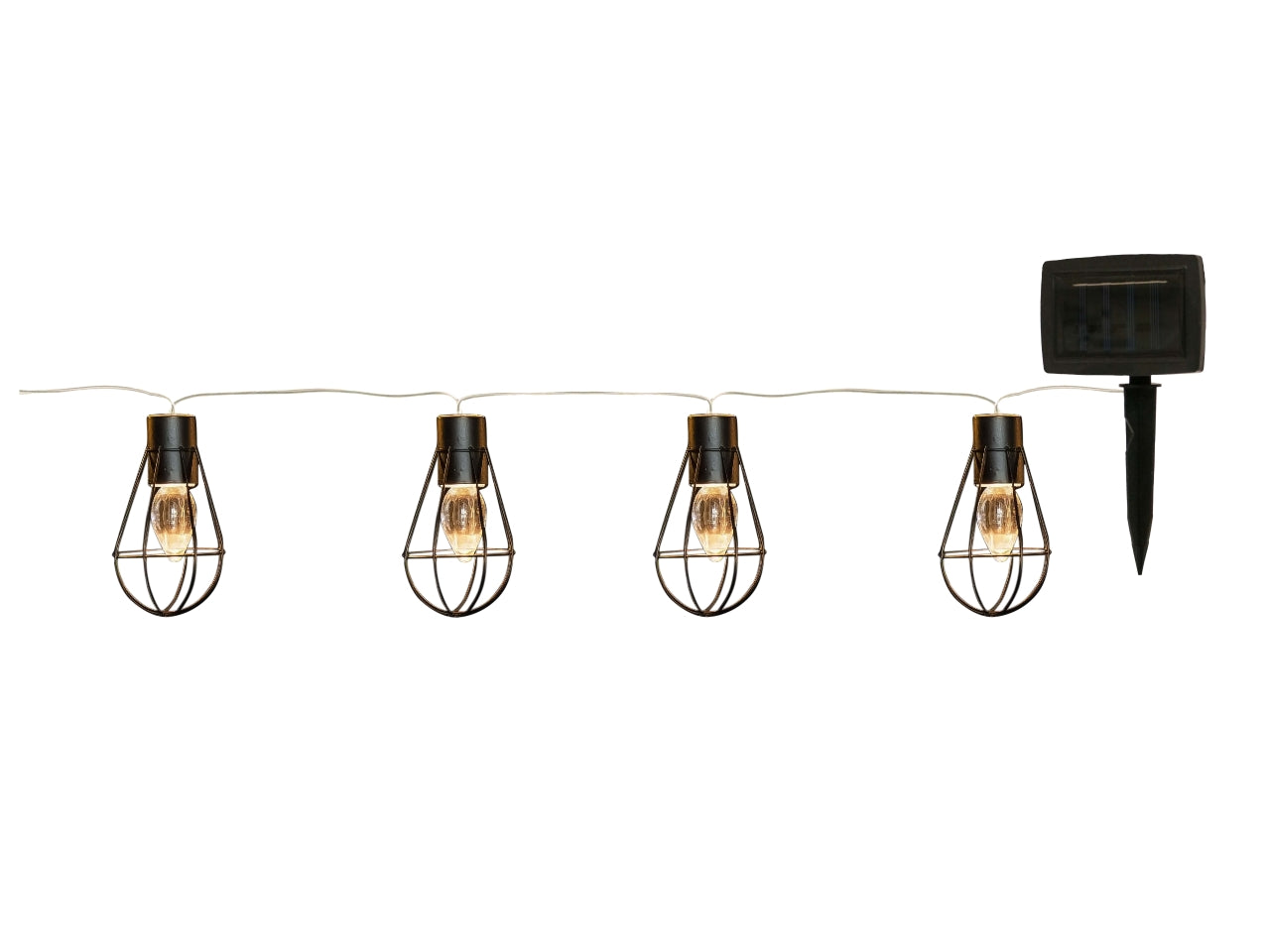 Catena luminosa con gabbietta led vintage bianco caldo con pannello solare, 10 led, 1,8 m - Giocoplast
