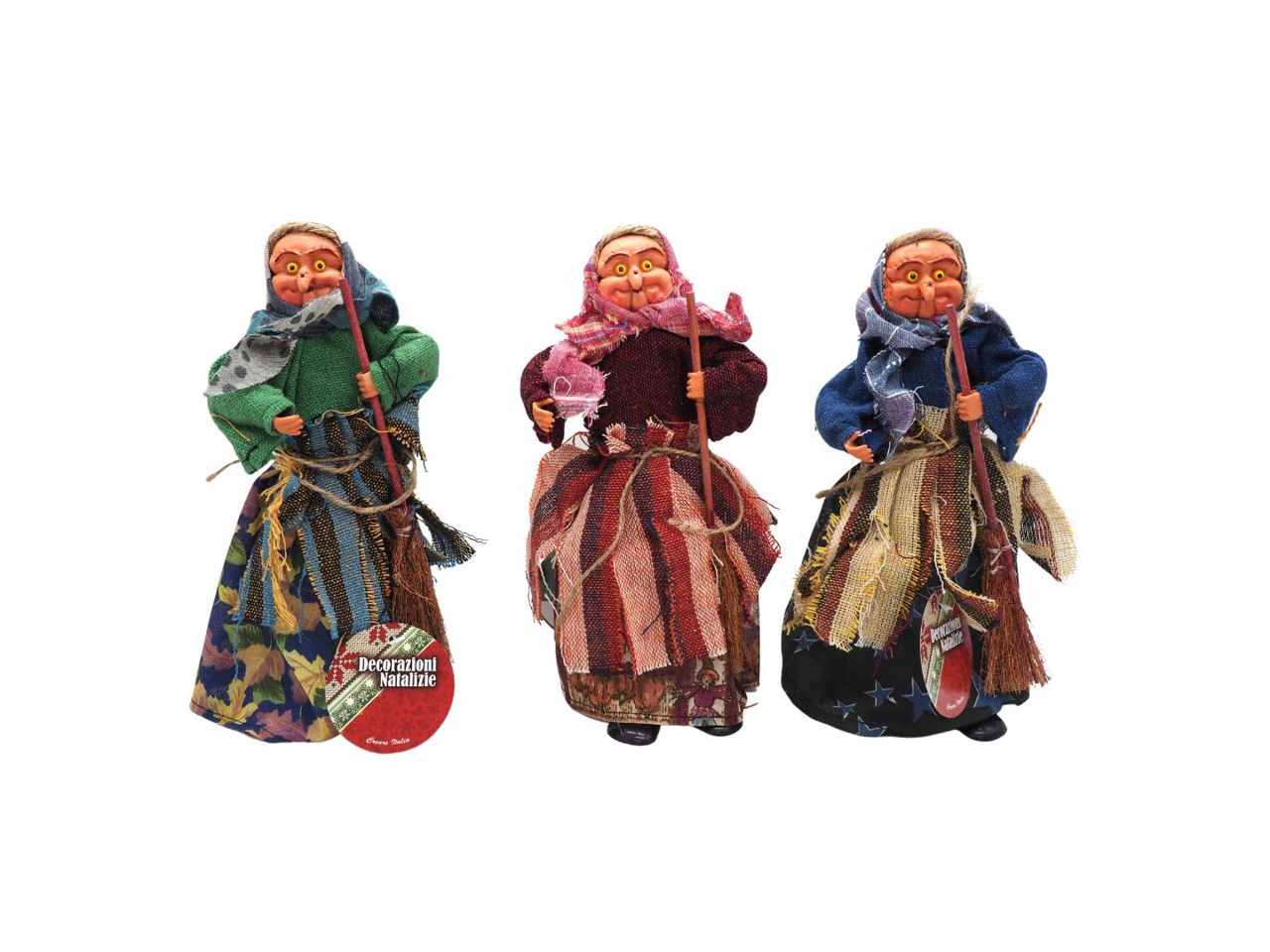 Befana con cono porta tutto misura h.25xd.8x15cm in 3 assortimenti