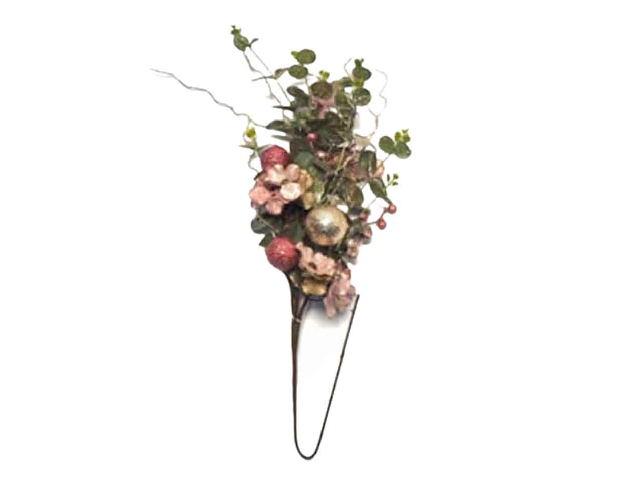 Rametto c/foglie+bacche+rosa 73cm