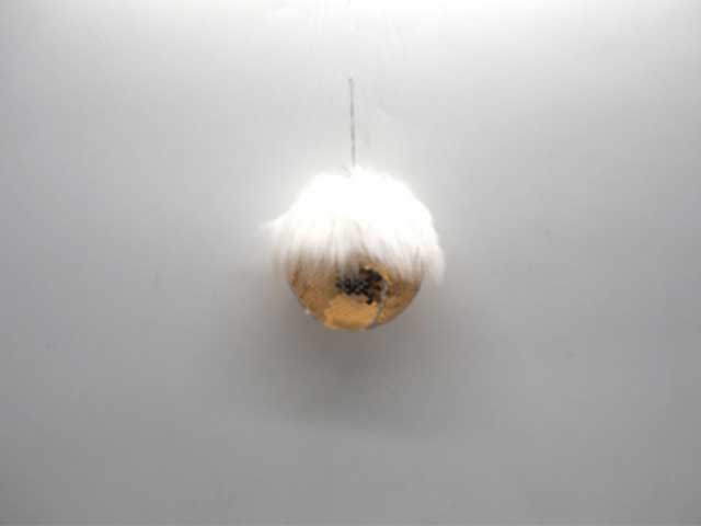 Sfera 8,5cm c/pailettes bicolore oro bianco