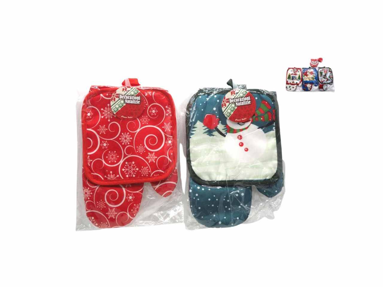 Presina natalizia piu' guanto in 2 assortimenti misura h.24x17x13,5 presina 17x17cm