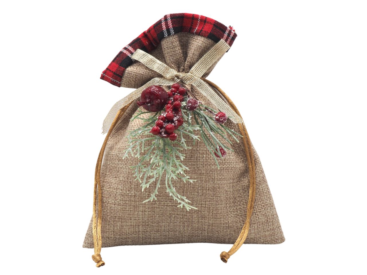 Sacchetto juta h.20x15cm tartan