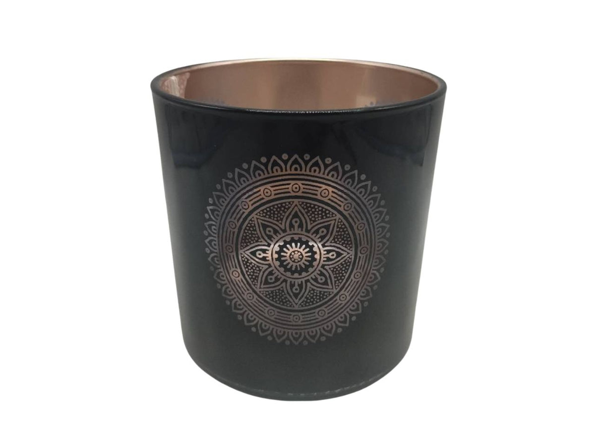 Vaso in vetro h.15xd.15cm stampa 2 colori - disegni arabeschi