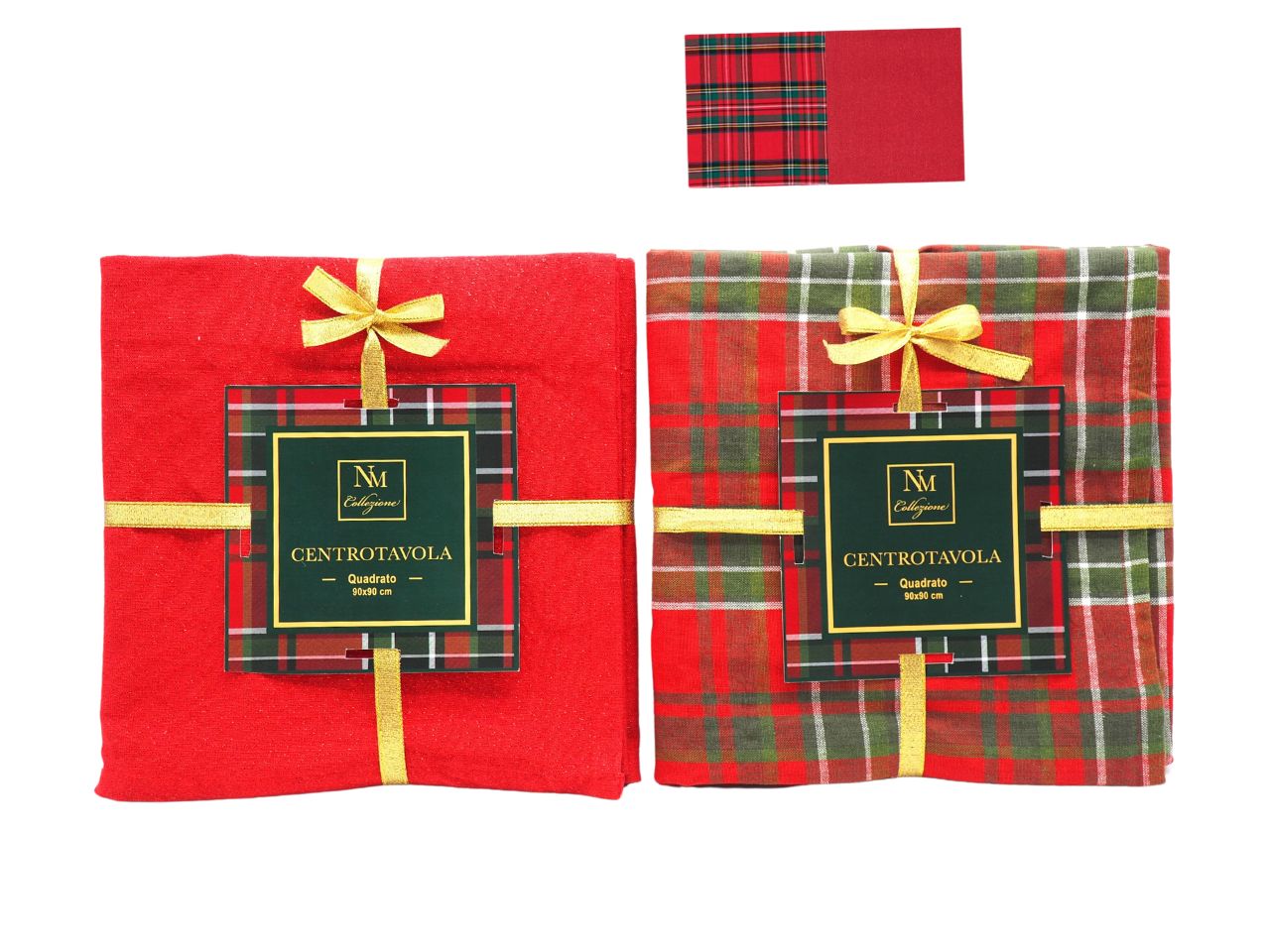 Tovaglia quadrata natalizia tartan in misto cotone e lurex 90x90 cm - Creare Italia