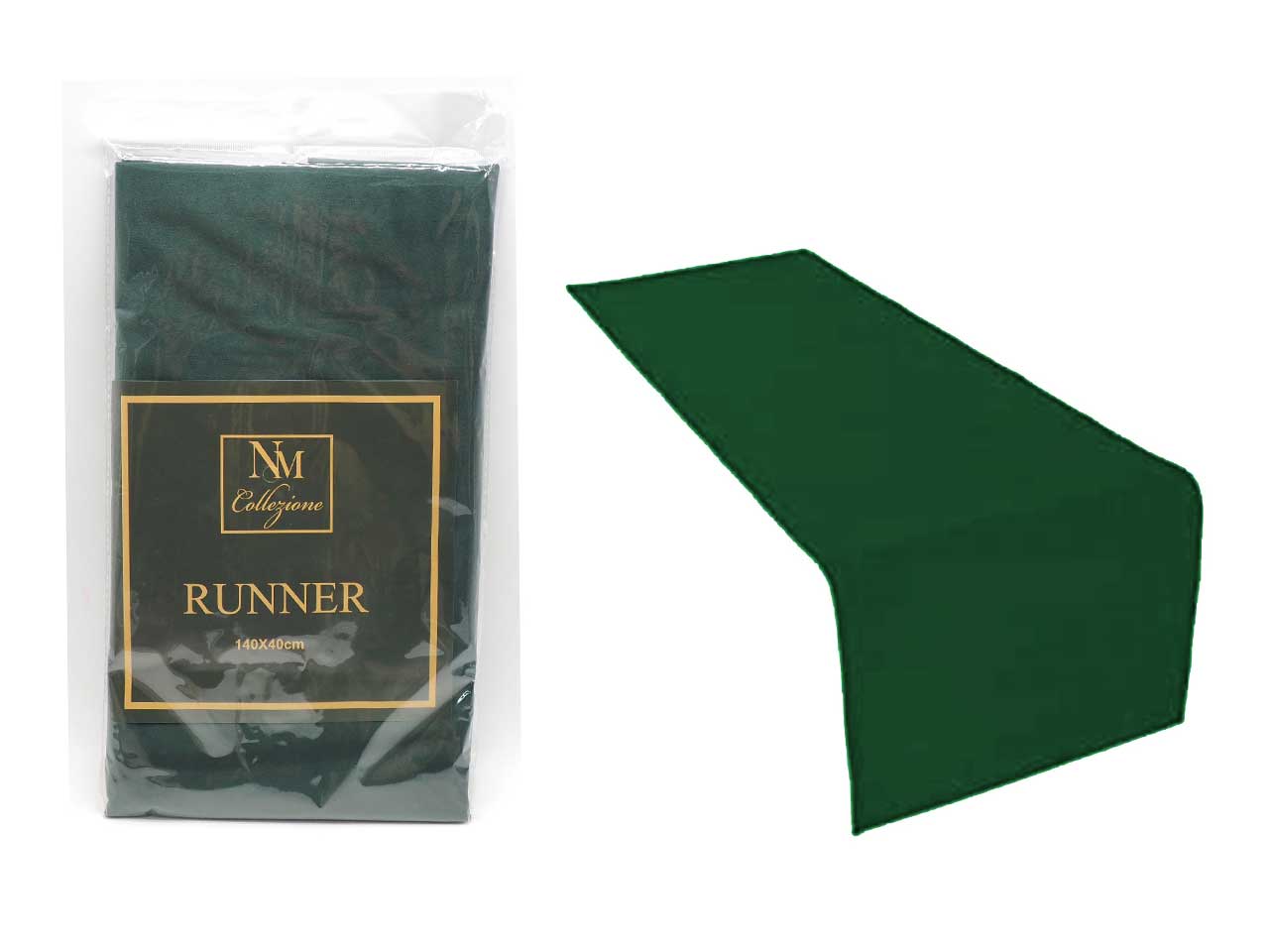 Runner da tavola natalizio verde in velluto 40x140 cm - Creare Italia