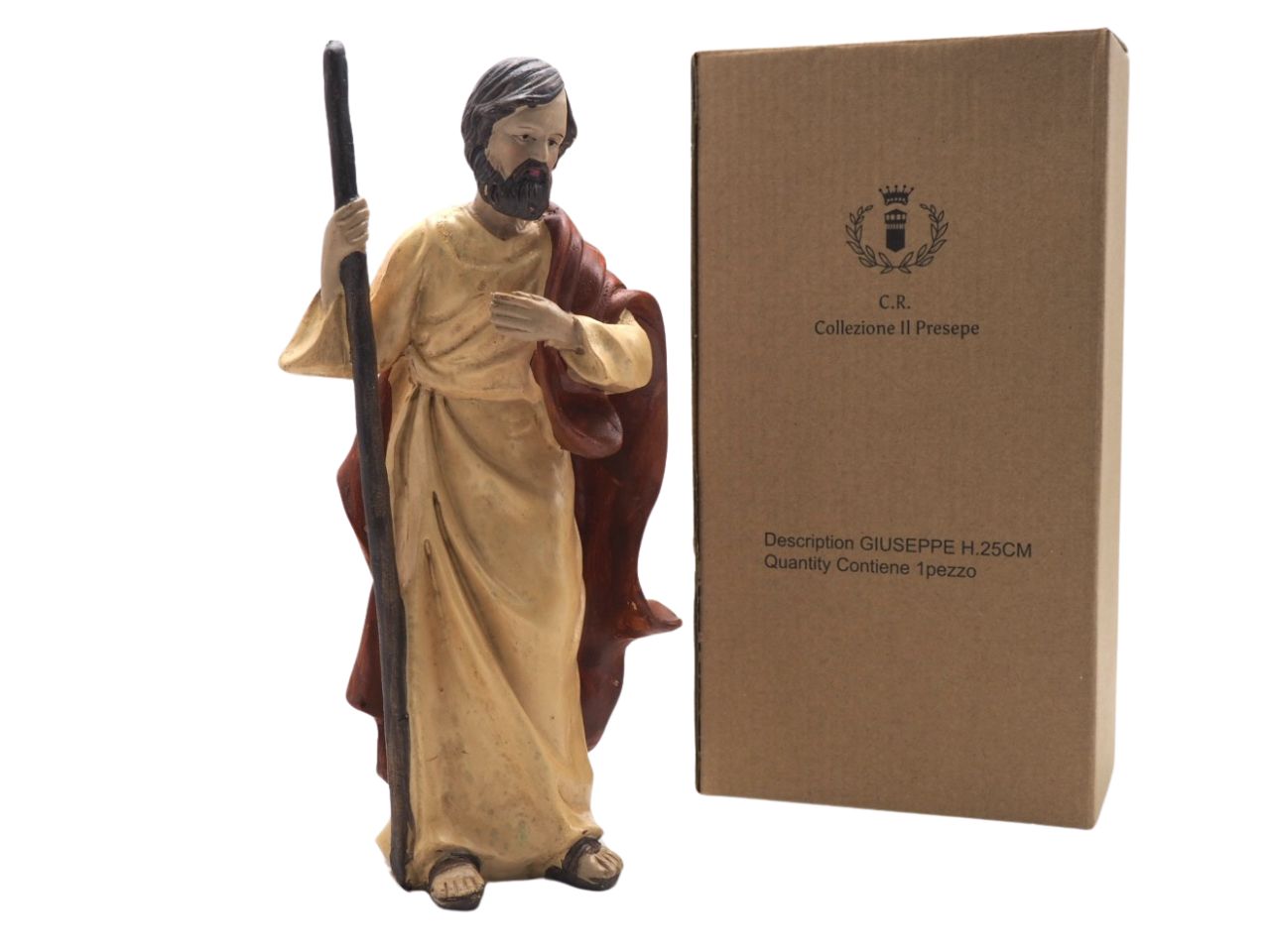 Statua San Giuseppe 25cm multicolor in resina per presepe - Creare Italia