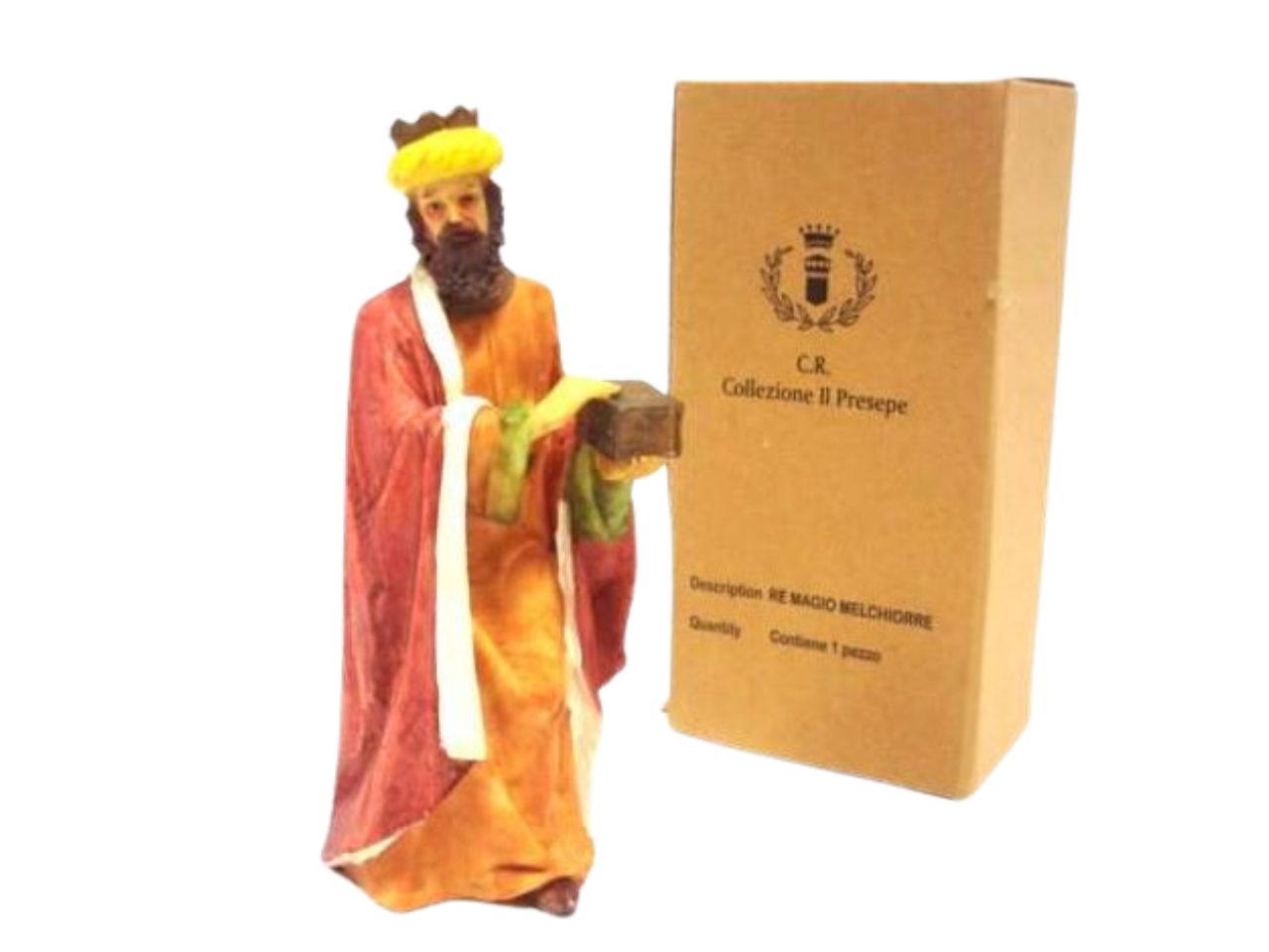 Statua Re Magio Melchiorre 25cm multicolor in resina per presepe - Creare Italia