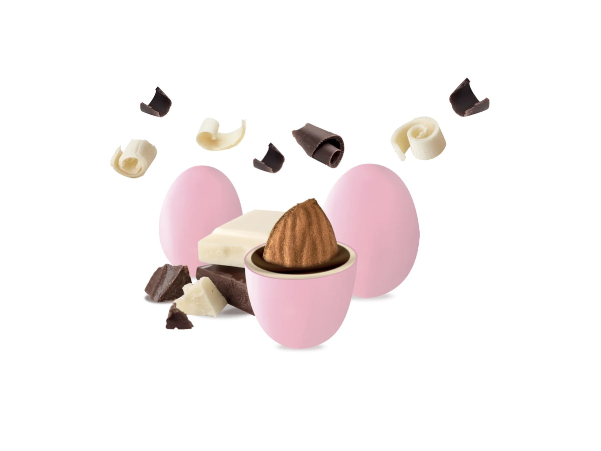 Confetti Maxtris Classico Rosa ricoperti da cioccolato fondente e bianco per bombinere da nascita e battesimo bimba - 1kg