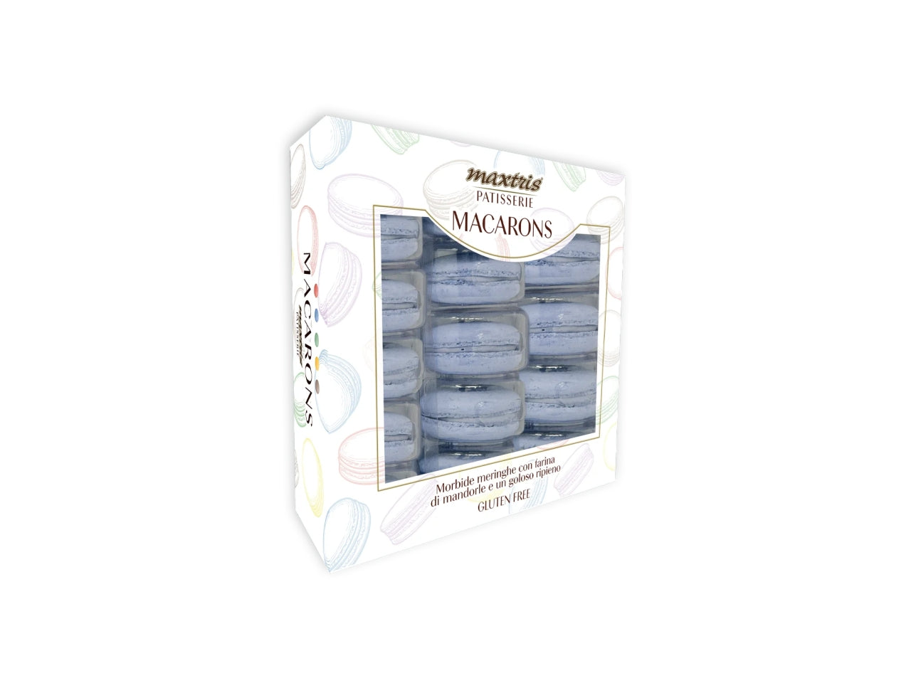 Macarons Maxtris Box al gusto Vaniglia per bomboniere - Carta da Zucchero - 15 pezzi - 234gr
