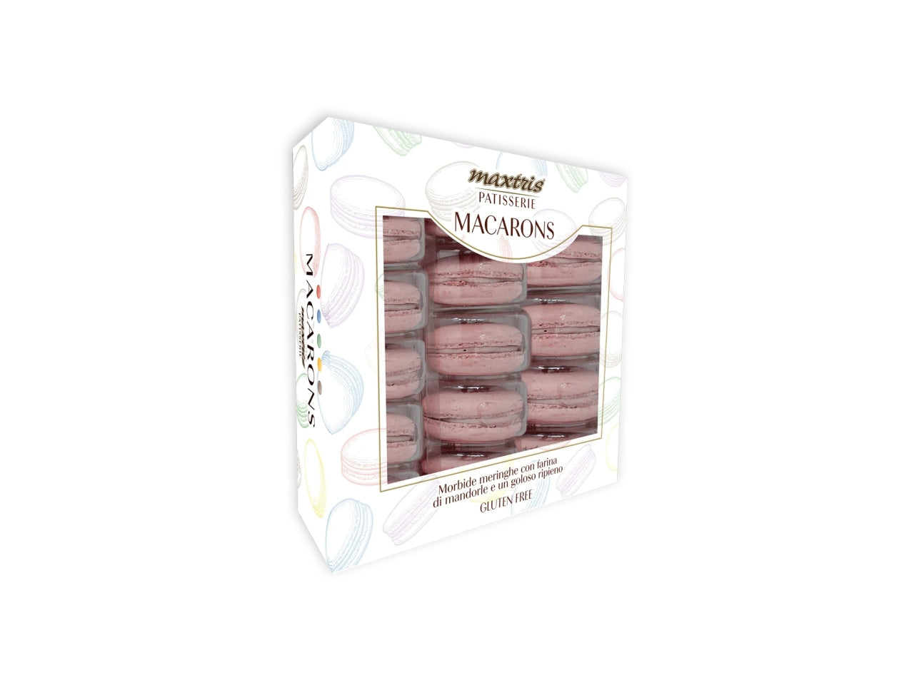 Macarons Maxtris Box al gusto Yogurt per bomboniere - Rosa - 15 pezzi - 234gr