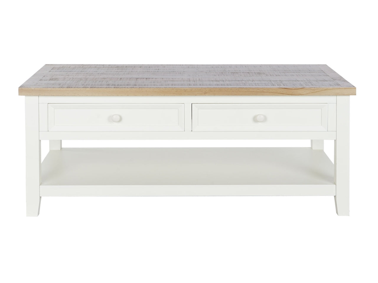 Mesa cafe in paulownia misura 114x60x46cm con 2 cassetti colore beige