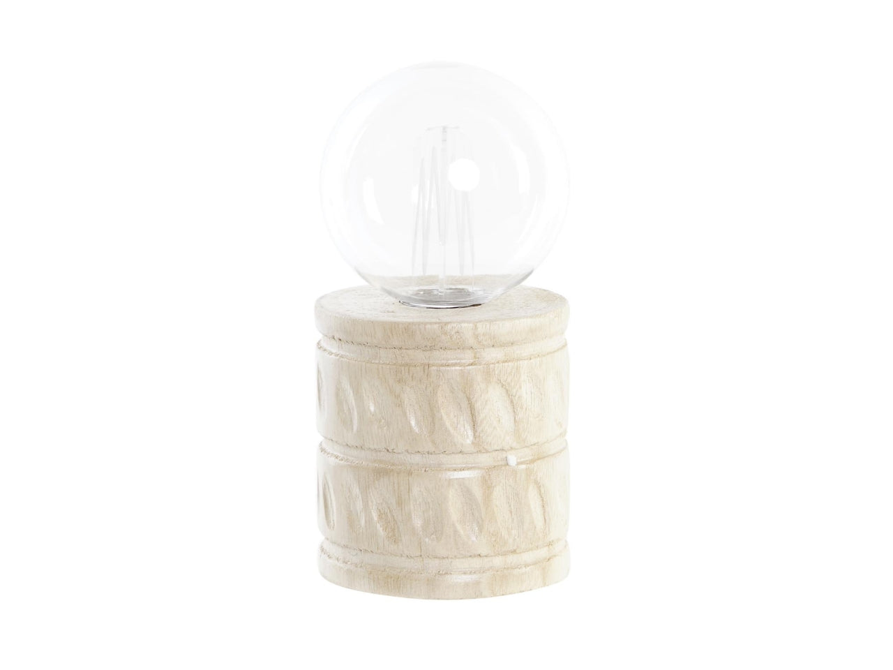 Lampada da tavolo in legno naturale stile boho con alimentazione a batteria, uso interno 8x17 cm - Item