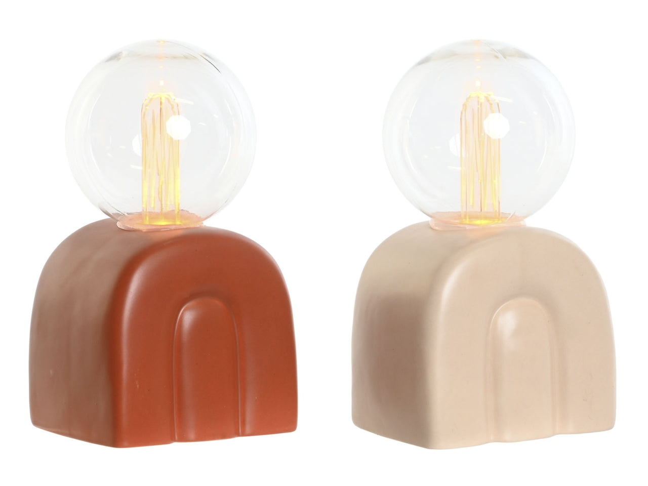 Lampada da tavolo in gres porcellana color terracotta e crema vintage 10x8x16 cm - Item