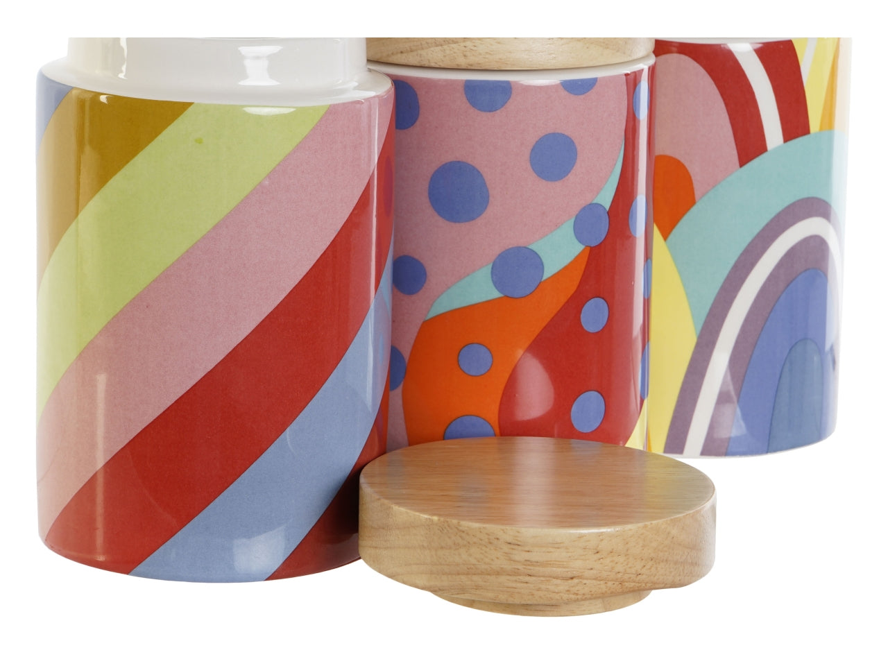 Barattolo decorativo moderno in dolomite multicolor a fantasia geometrica 10x10x16 cm, 1l - Item