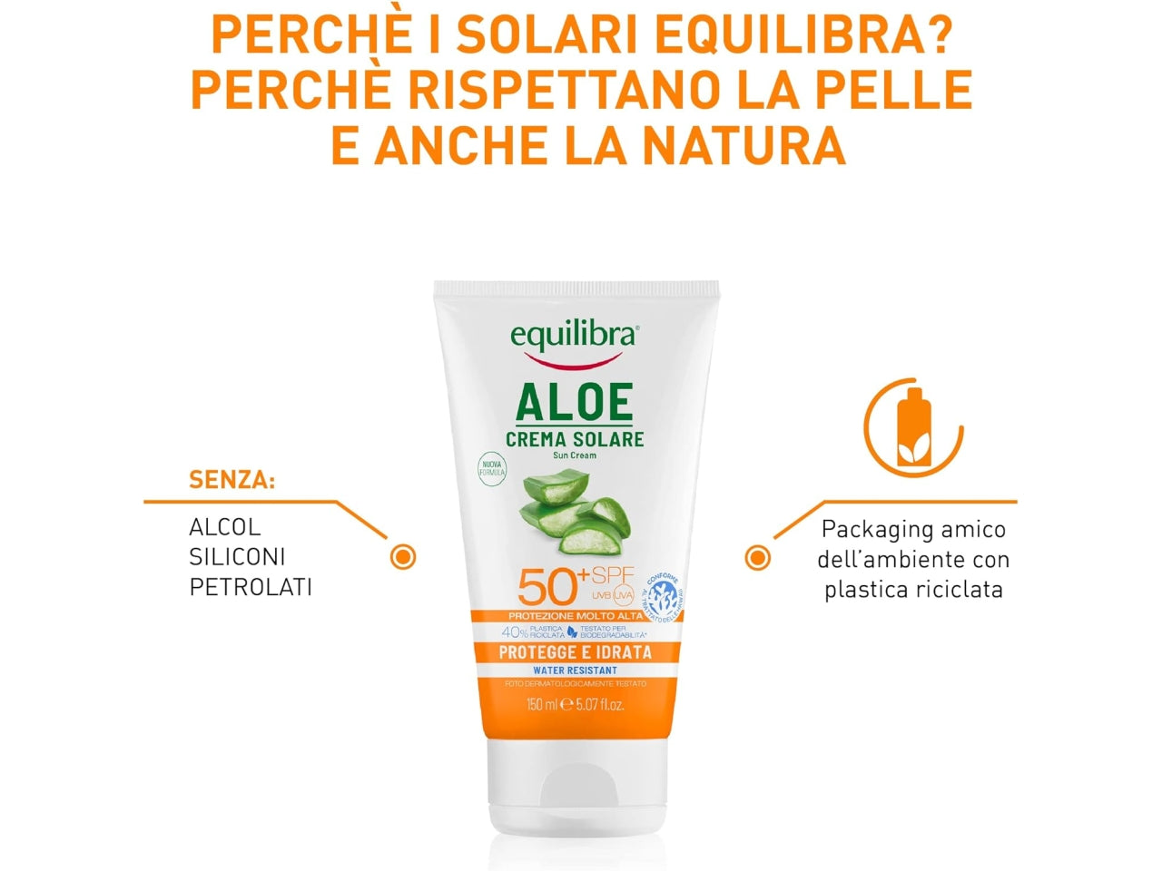 Equilibra crema solare aloe spf 50+ 150ml
