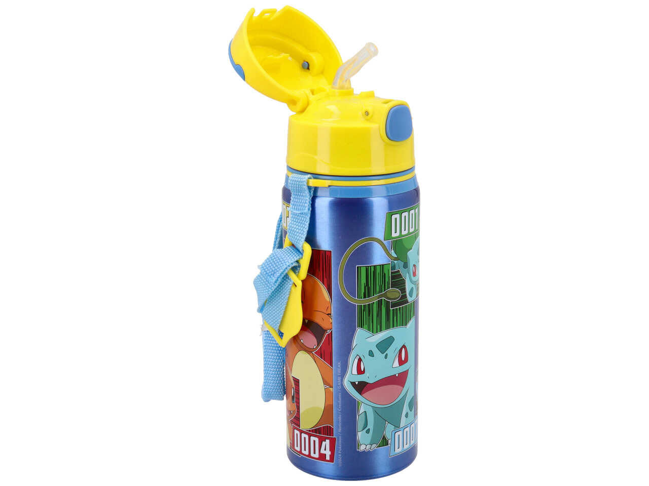 Borraccia Pokemon in alluminio 600 ml con tracollina regolabile 7x22 cm