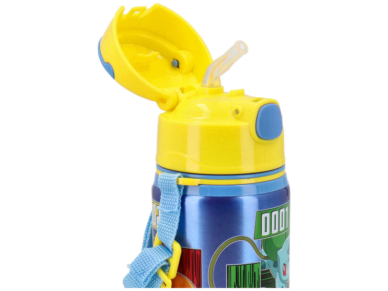 Borraccia Pokemon in alluminio 600 ml con tracollina regolabile 7x22 cm