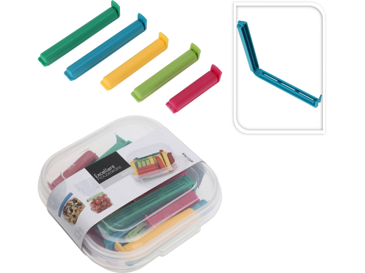 Chiudipacco clip - la confezione contiene 24 chiudipacco in colori assortiti